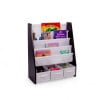 Humble Crew Kids Bookshelf 4 Tier Book Storage and Fabric Bin Organizer, Espresso/White