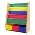 thumbnail image 1 of Humble Crew Kids Bookshelf 4 Tier Book Storage and Fabric Bin Organizer, Natural/Primary, 1 of 7