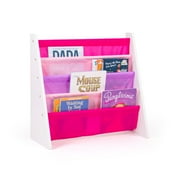 Humble Crew Kids Friends Bookshelf 4 Tier Book Storage, White/Pink/Purple