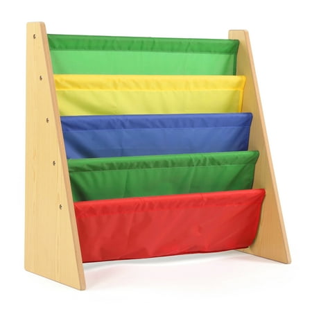 Humble Crew Kids Primary Bookshelf 4 Tier Book Storage, Natural/Primary