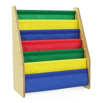 Humble Crew Kids Primary  Supersized Book Rack Storage Bookshelf, 6 Tiers, Natural/Primary