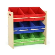 Humble Crew Kids Toy Organizer with 9 Fabric Storage Bins, Natural/Primary