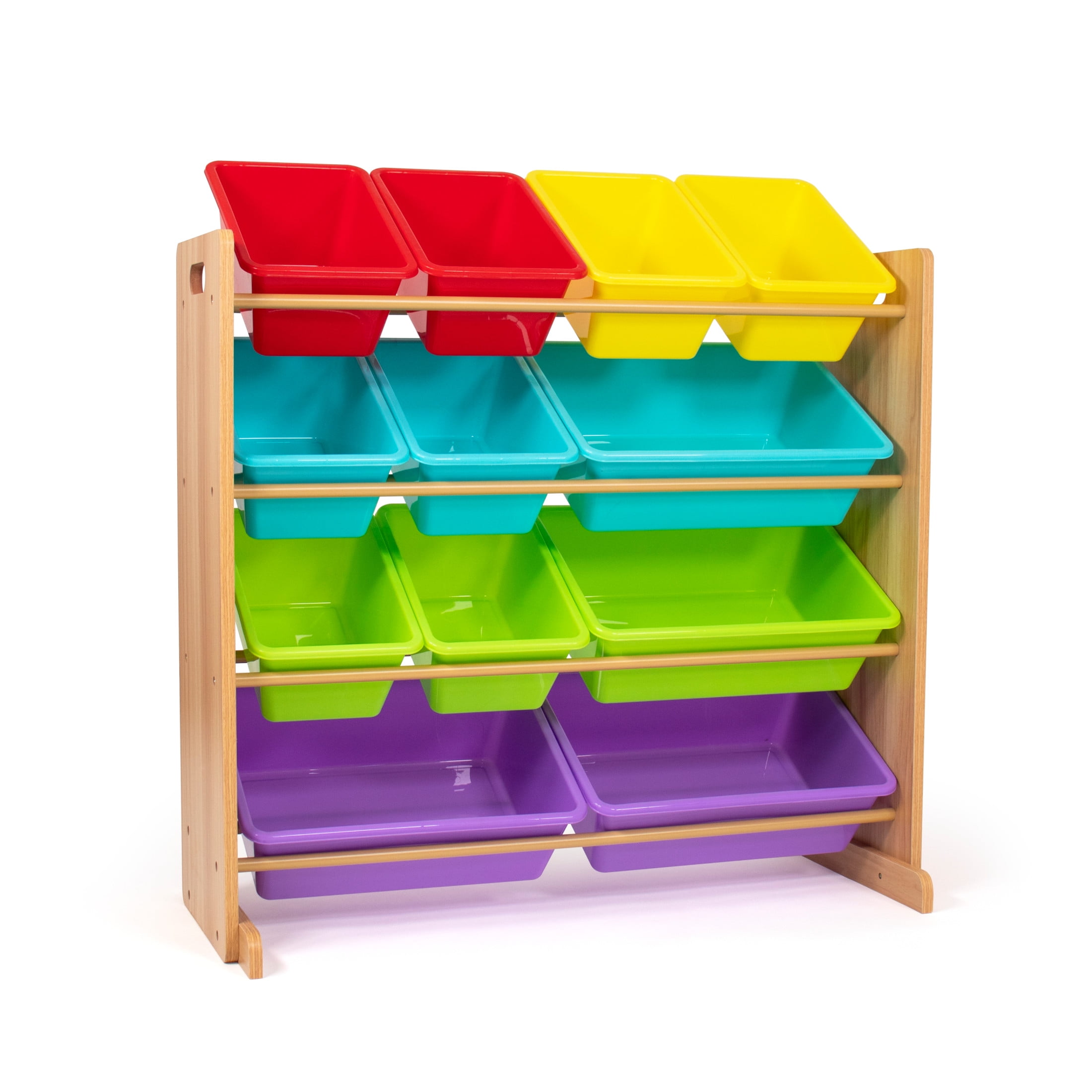 Humble Crew Rainbow Toy Storage Organizer with 12 Plastic Storage Bins, Natural/Rainbow