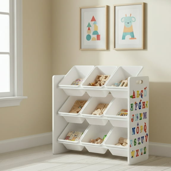 Humble Crew Kids Toy Storage Organizer with 9 Plastic Storage Bins, ABCs