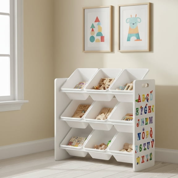 Humble Crew Kids Toy Storage Organizer with 9 Plastic Storage Bins, ABCs
