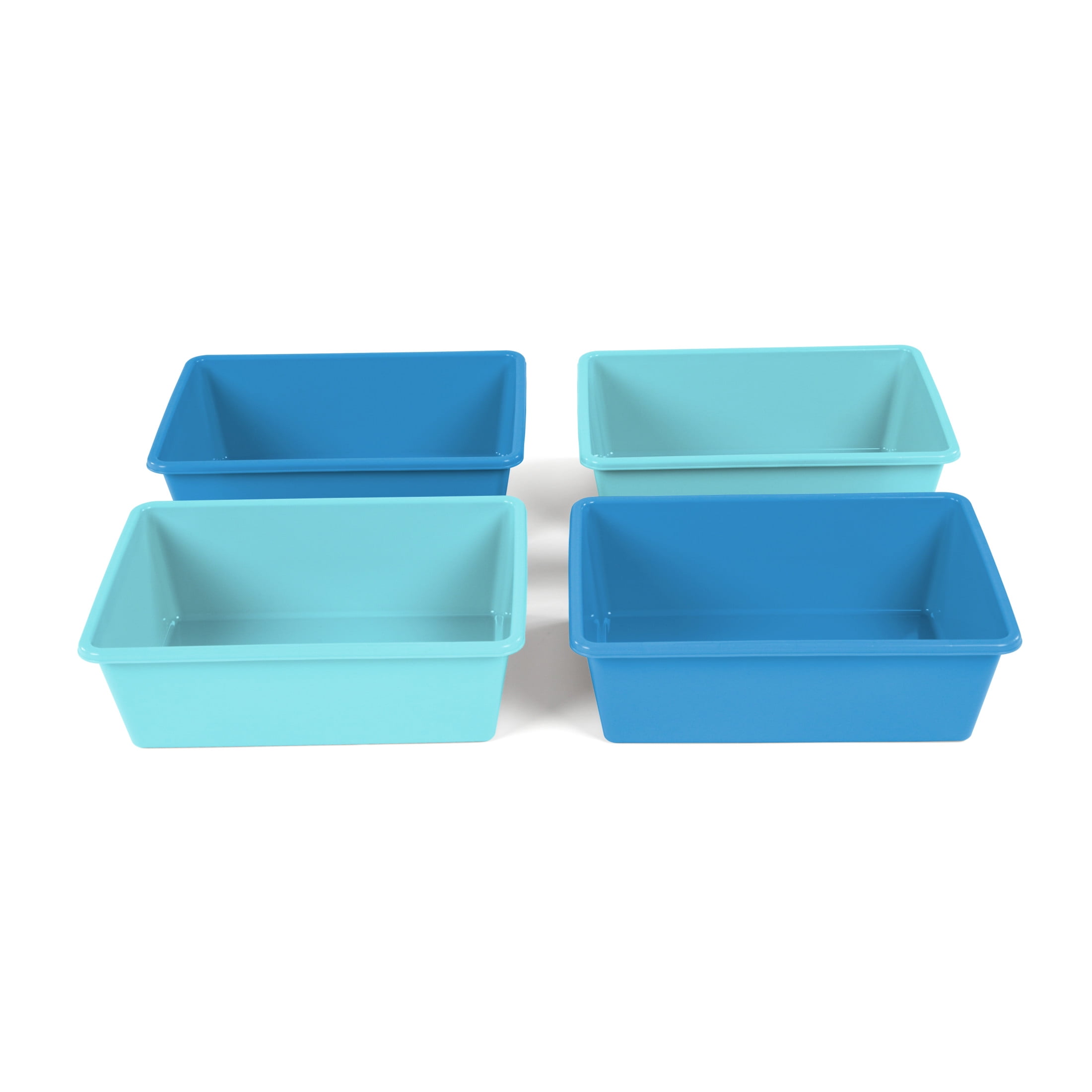 Humble Crew Large Plastic Storage Bins, Set of 4, Navy/Teal
