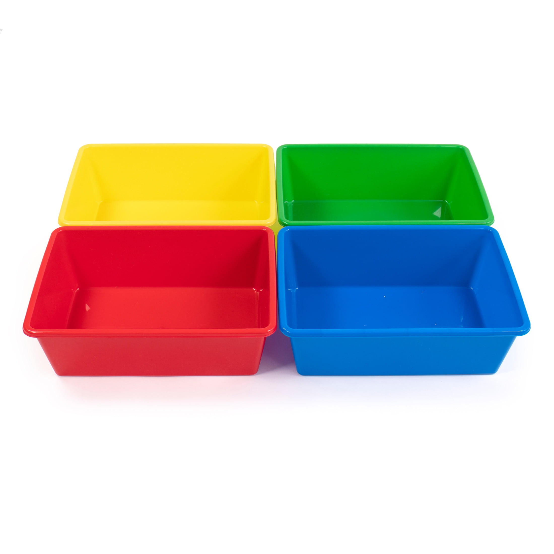 Large Primary Color Plastic Stackable Storage Bins, Set of 4