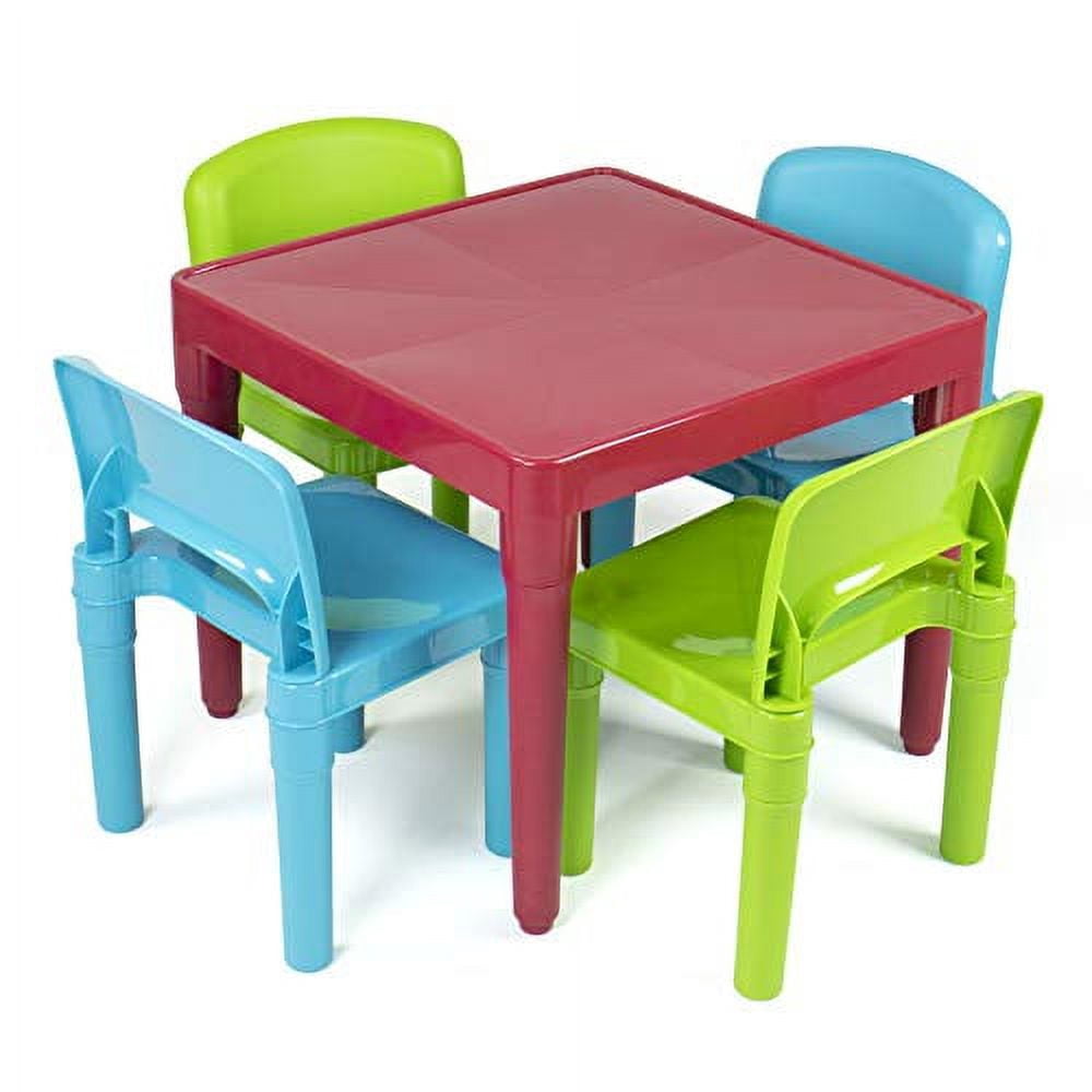 Humble Crew Lightweight Kids Plastic Red Table and 4 Chair Set (Green ...