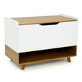 thumbnail image 1 of Humble Crew Morgan Mid-Century Modern Toy Box with Soft Close Lid and Storage Shelf Toy Chest, Warm Wood/White, 1 of 6