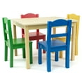 thumbnail image 1 of Humble Crew Primary Toddler Wood Table and 4 Chairs Set, Natural/Primary, 1 of 8