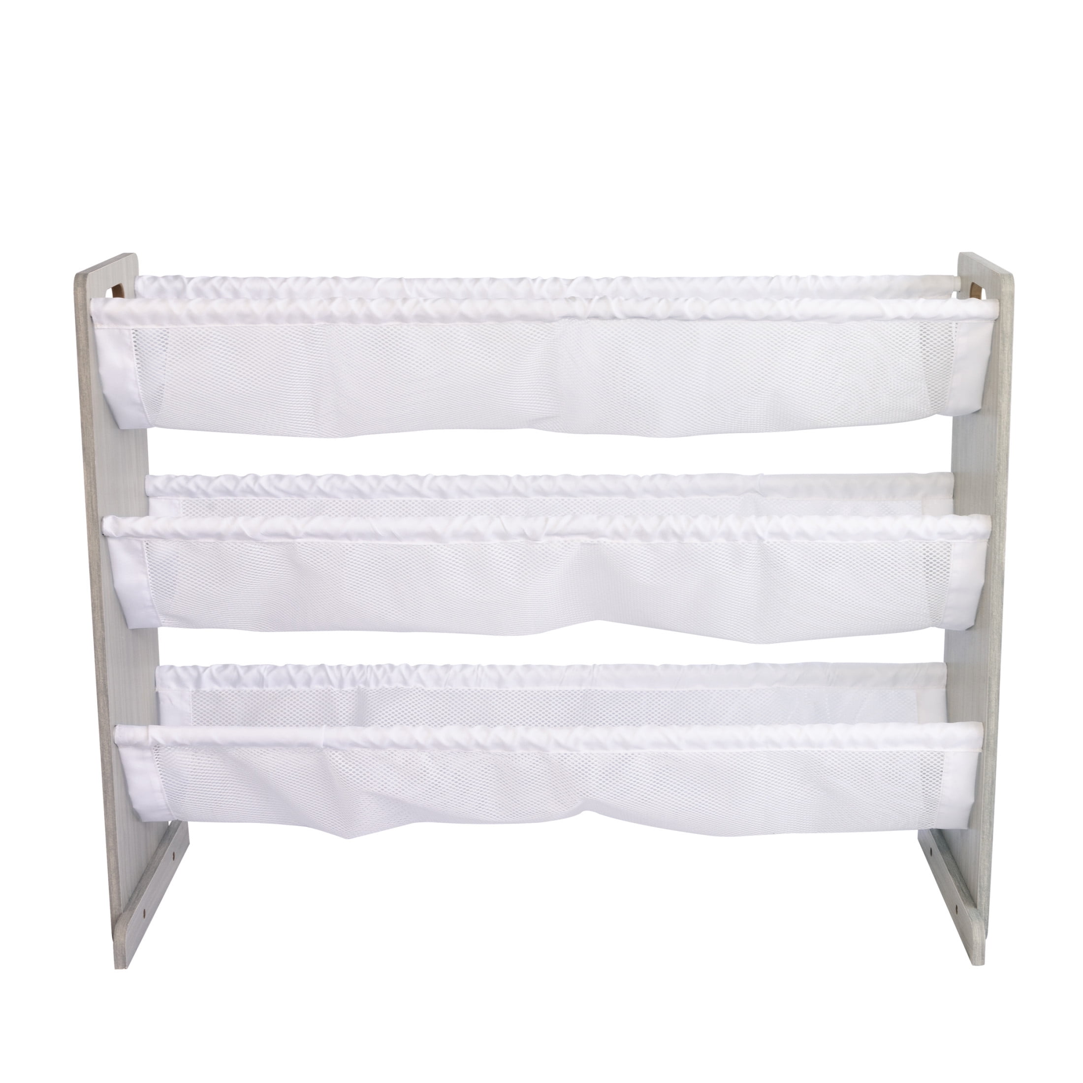 Humble Crew Slate Stuffed Animal Organizer with 3 Tiers, Grey Woodgrain/White