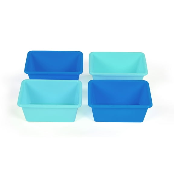 Humble Crew Standard Plastic Storage Bins, Set of 4, Navy/Teal