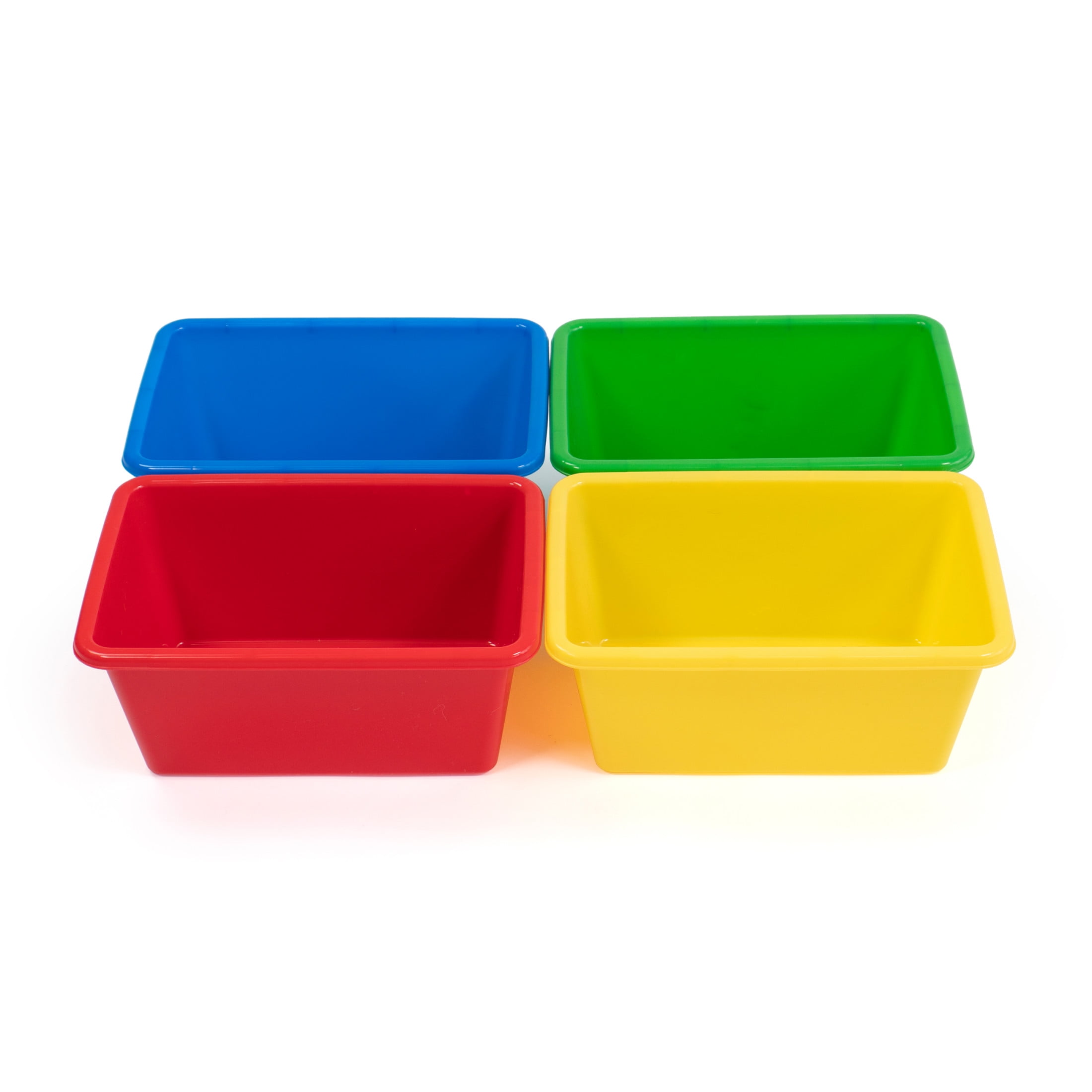 Small Primary Color Plastic Stackable Storage Bins, Set of 4