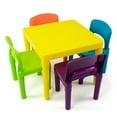 thumbnail image 1 of Humble Crew Vibrant Toddler Lightweight Plastic Table and 4 Chairs Set, Square Yellow Table & Orange/Green/Blue/Purple Chairs, 1 of 8