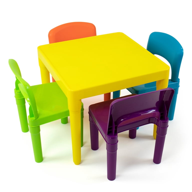 Humble Crew Toddler Plastic Table & 4 Chairs Set, Yellow