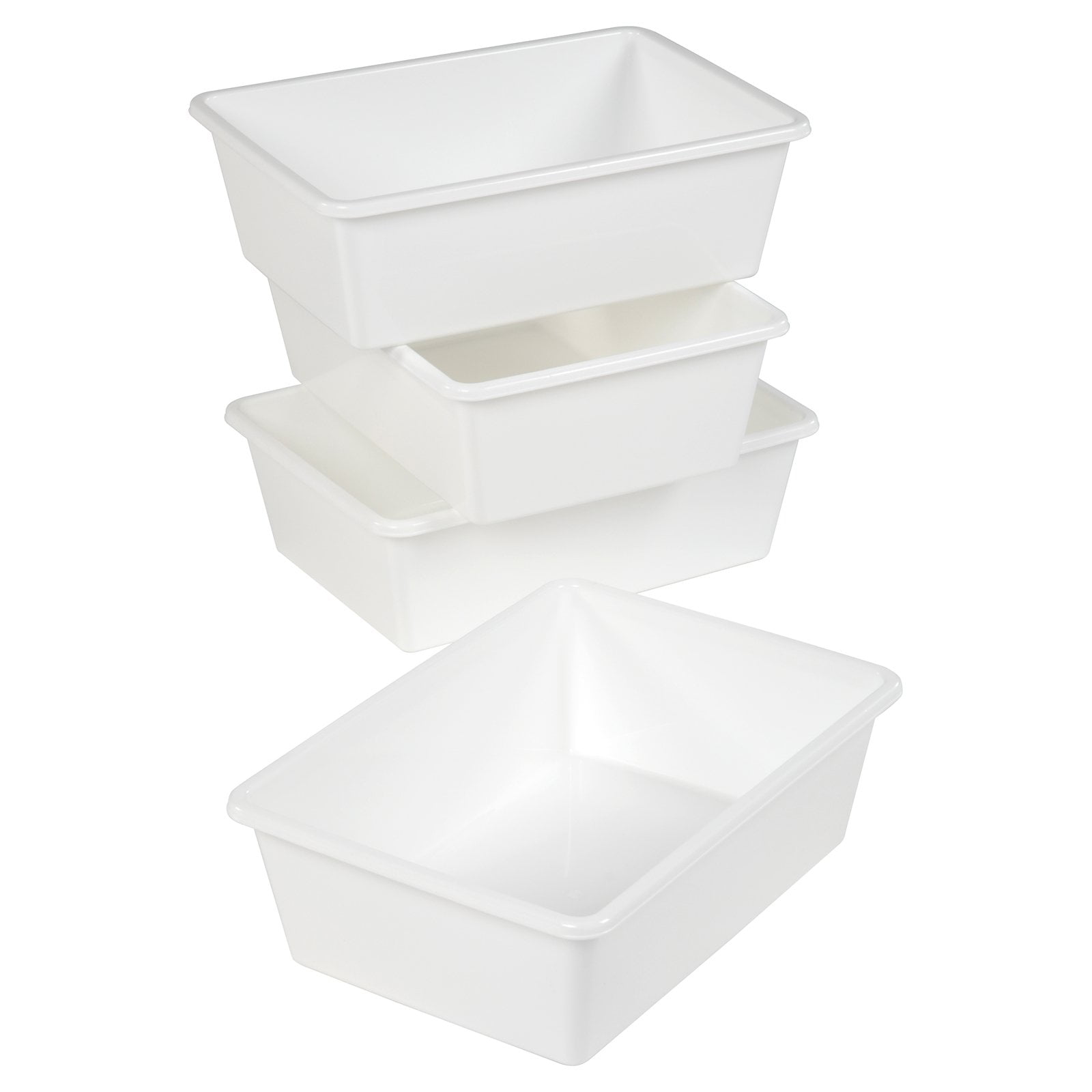 White Plastic Storage Bins with Handles - Medium - Wurth Organizing