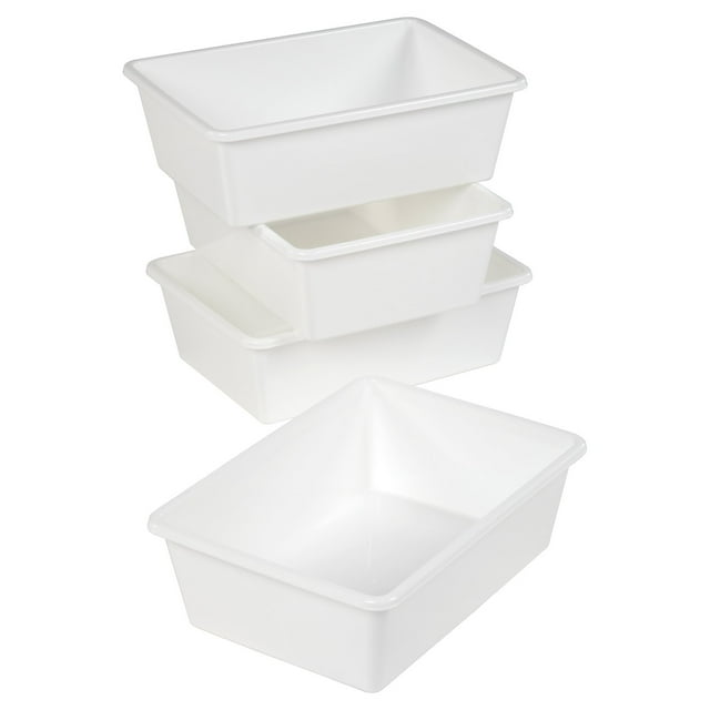Humble Crew White Large Plastic Storage Bins, Set of 4
