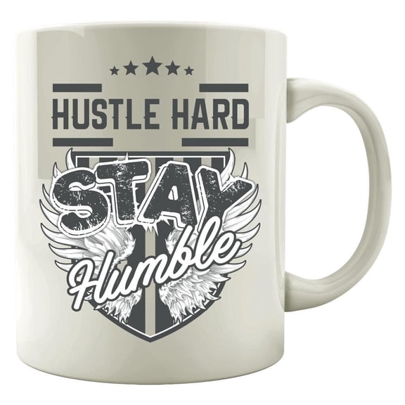 Humble Hustle 11 oz Coffee Mug - Humility Modesty Respectfulness White Ceramic Gift