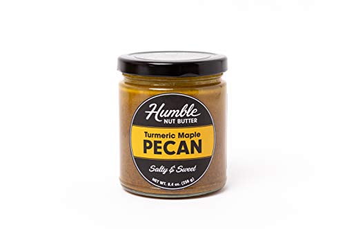 Humble Nut Butter | Turmeric Maple Pecan Butter | Slightly Sweet | Organic Turmeric, Ginger, Cinnamon, Maple Sugar, Pecans | Vegan, Gluten Free, No Refined Sugars, No Palm Oil, Soy Free | 8.4 oz Jar
