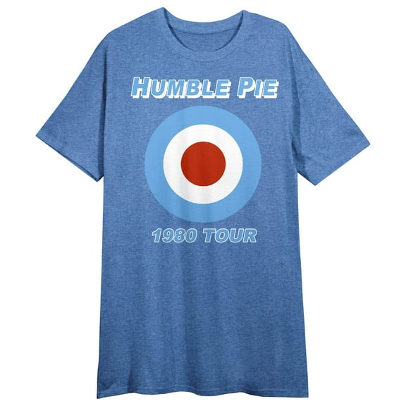 Humble Pie Logo and Target Sign Women's Blue Heather Short Sleeve Sleep Shirt-Large