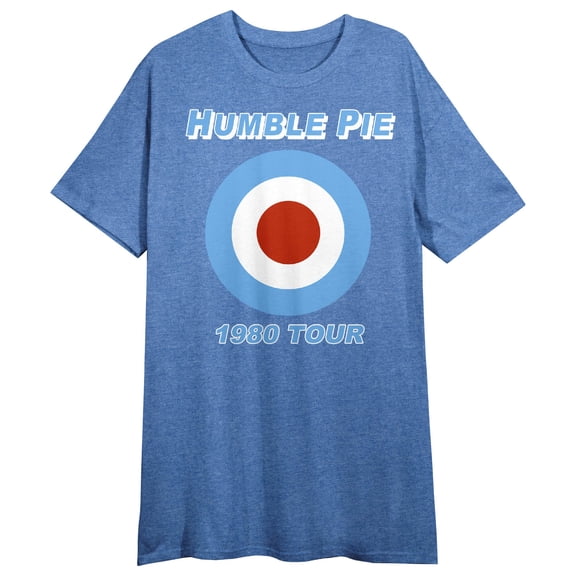 Humble Pie Logo and Target Sign Women's Blue Heather Short Sleeve Sleep Shirt-Small