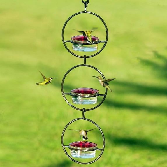 Humble Slim Hummingbird Feeder,Circular Hanging Hummingbird Feeder for Outdoors Hanging Ant and Bee Proof,Humming Bee Guards Birds Feeders for Outside Garden Patio Backyard (3 Pack)
