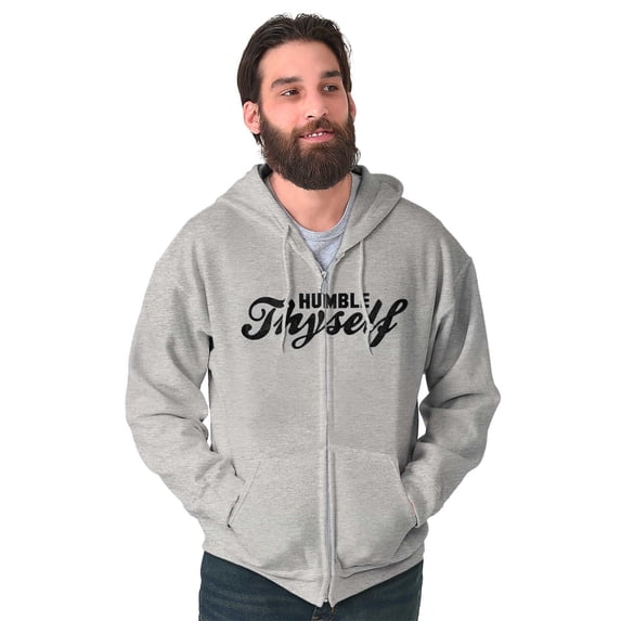 Humble Thyself Christian Faith Unisex Fleece Graphic Zip Up Hoodie Brisco Brands 5X