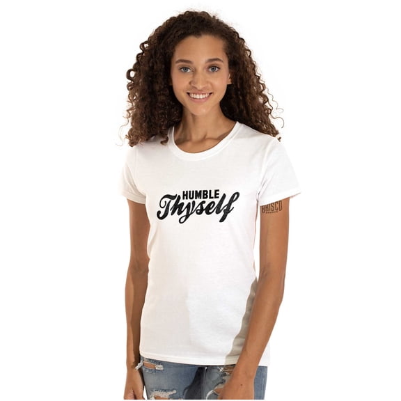 Humble Thyself Christian Faith Womens Slim Fit Graphic Tee Brisco Brands S