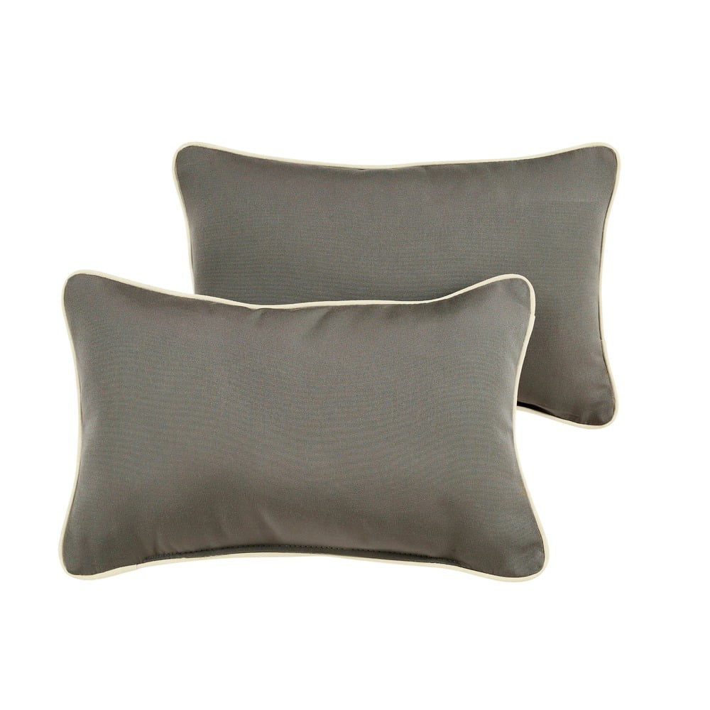 Humble and Haute Beckworth Sunbrella Charcoal/ Canvas Indoor/ Outdoor 13 x 20 Inch Corded Pillow Set
