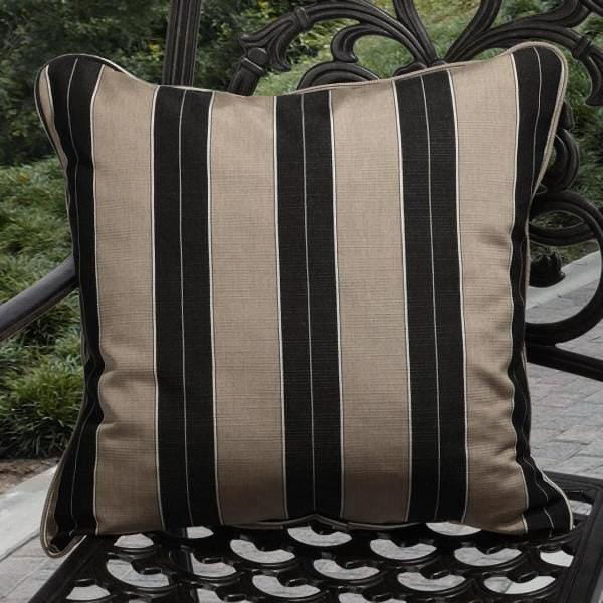 Sunbrella Clara Indoor/ Outdoor Brown/ Black Stripe Pillows Made With (Set of 2) - 22 in L x 22 in W