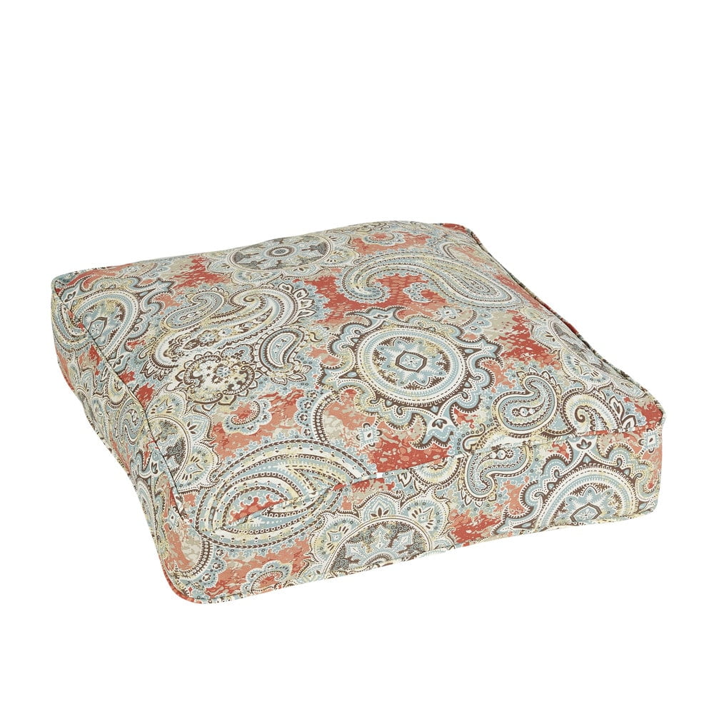 Humble and Haute Corragan Coral Paisley 26-inch Indoor/Outdoor Corded Floor Pouf