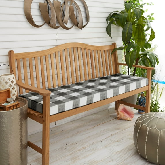 Humble and Haute Humble + Haute Black Buffalo Plaid Indoor/ Outdoor Bench Cushion 48 in w x 19 in d