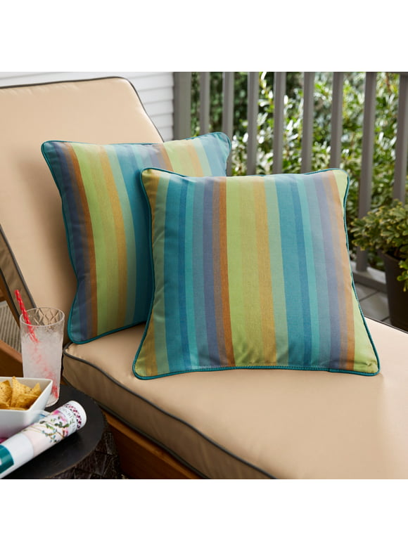Humble and Haute Sunbrella Astoria Lagoon/ Spectrum Peacock Indoor/ Outdoor Pillow Set 18 in x 18 in