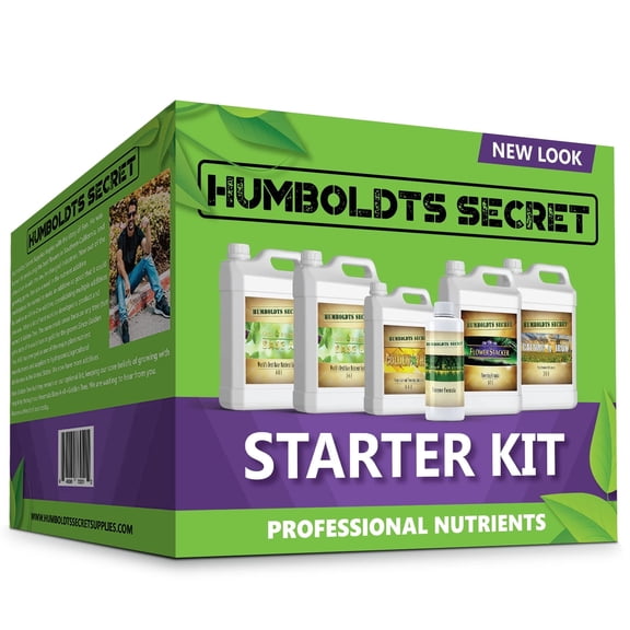 Humboldts Secret Starter Kit Pack | Indoor and Outdoor Plant Fertilizer and Hydroponic Nutrients | Base A & B, CalMag and Iron, Golden Tree, Flower Stacker, Plant Enzymes | Complete Garden System