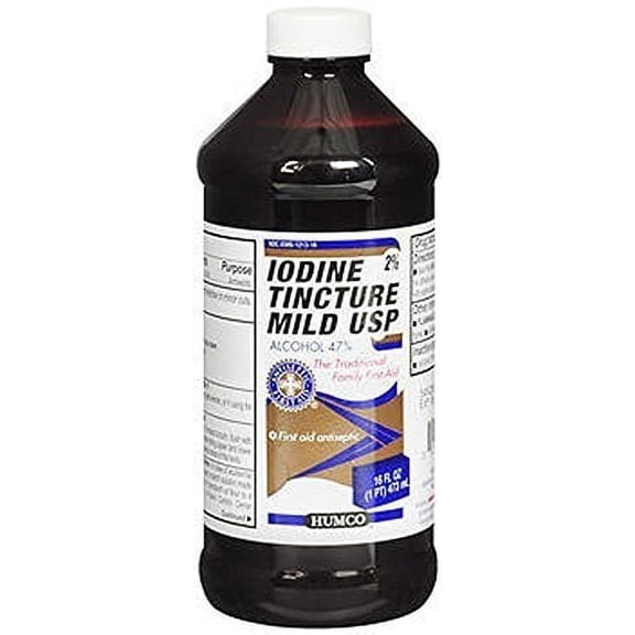 Humco Mild Iodine Tincture First Aid Antiseptic Prevent Infections, 16 oz