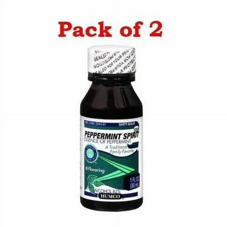 Humco Peppermint Spirits 100% Pure Essential Oil, 82% Alcohol, 1 oz, 2-Pack