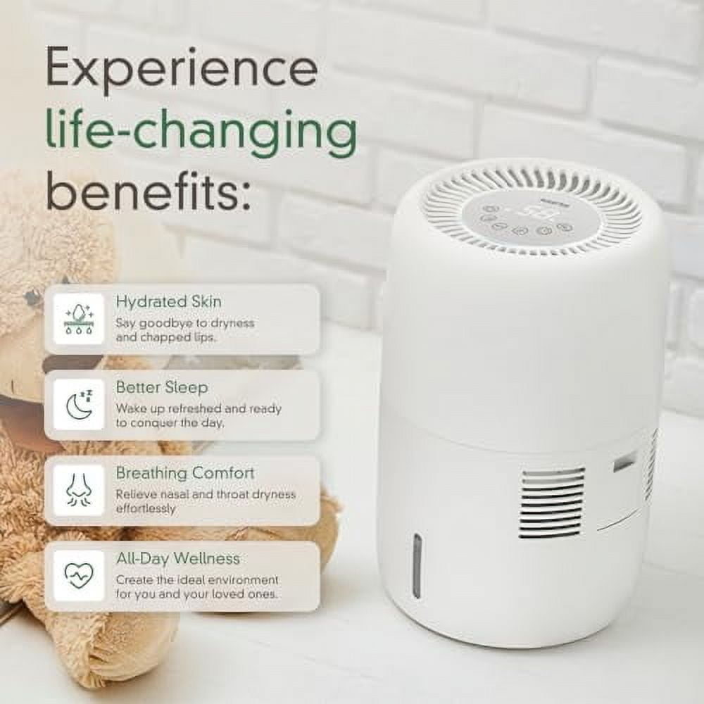 Humea Smart Evaporative Humidifier with WiFi (White) | 3L Tank, Mobile Control, Auto, Quiet, No White Dust, Nightlight | Relief for Allergy, Dry Skin, Dry Air, Sleep Issues