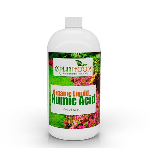 GS Plant Foods Humic Acid liquid concentrate fertilizer for plants, 1 Quart