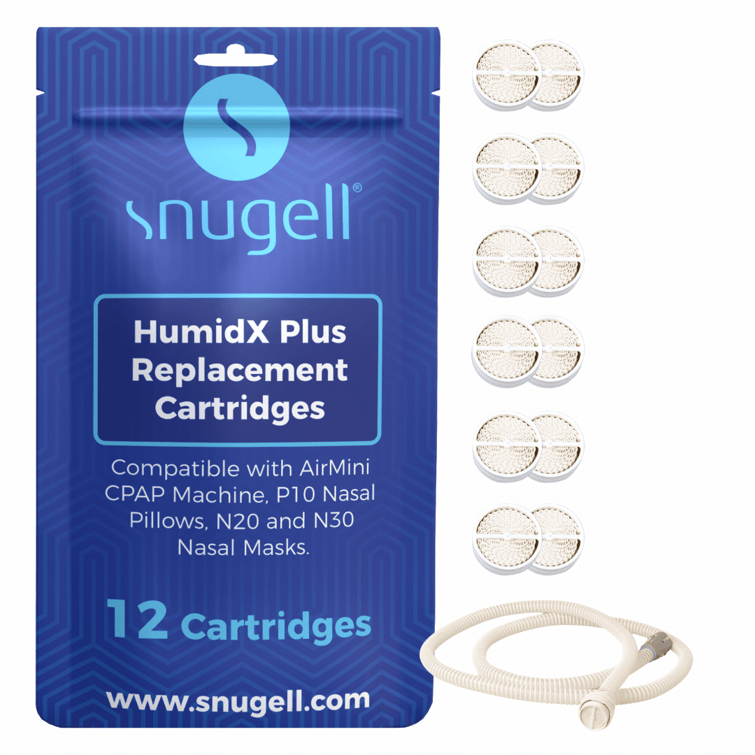 HumidX Plus for Airmini CPAP Machine by Snugell | 12-Pack | ResMed Airmini HumidX Plus Replacement Cartridges | Compatible with P10 Nasal Pillows & N20/N30 Nasal Masks