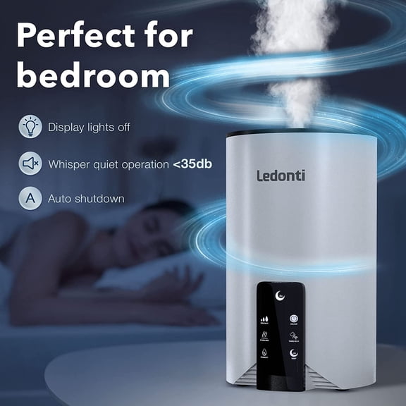 Humidifier 4L Big Capacity Top Fill Cool & Warm Mist for Large Rooms Home Office Quiet Ultrasonic Vaporizer