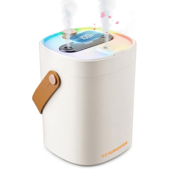 Humidifier for Bedroom, 2L Cool Mist Humidifier with Essential Oils Diffuser and Nightlight, Top Fill Humidifiers for Home, Auto Shut-Off, Carry Handle, Quiet Easy to Fill & Clean for Home