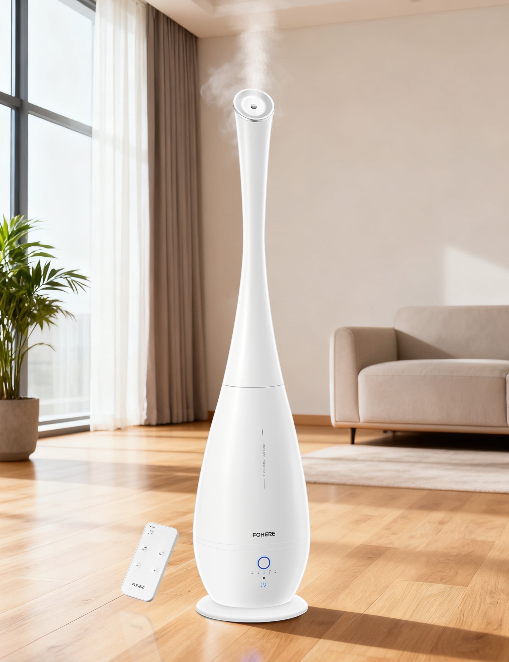 FOHERE Humidifiers forBedroom Large Room, 5L CoolMist Quiet Humidifier 48H Long Last for Indoor Plant