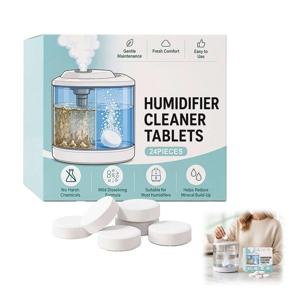 Humidifier Cleaner Descaler Tablets Fragrance Free Scale Remover Tabs Easy Use Mineral Dust Oil Residue Cleaning Pods Compatible with Most Home Humidifier Models