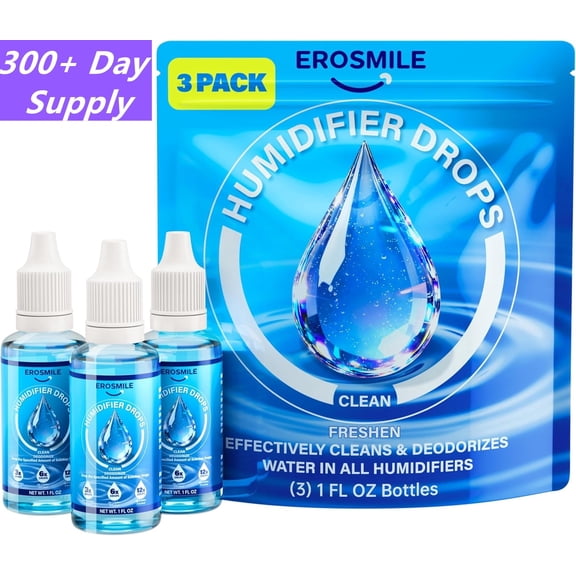 Humidifier Cleaner Drops [3 Pack] Humidifier Water Treatment Cleaning Drops for All Makes & Models - Slows Buildup & Scaling - Cleans & Deodorizes Water, 300+ Day Supply