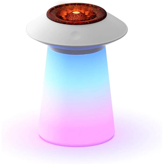 Humidifier,Flame Diffuser,Simulated Colorful Flame Night Light,Creative Flying Saucer,Jellyfish Spray Bass Noise Reduction Quiet Air Humidifiers For Bedroom 760ml,Black