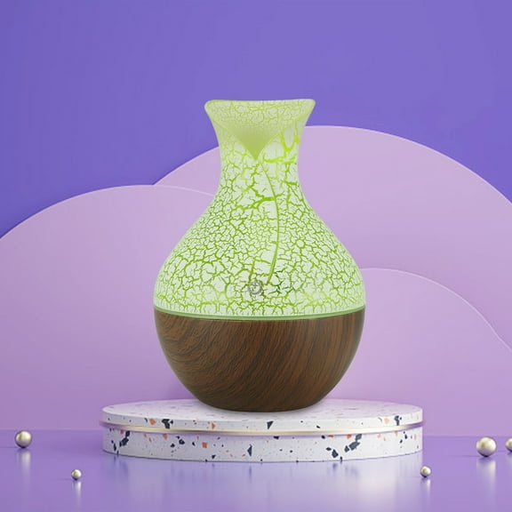 Humidifier, Humidifiers for Bedroom, 130ml LED Oil Diffuser Humidifier Aromatherapy Wood Grain Vase Aroma,Green