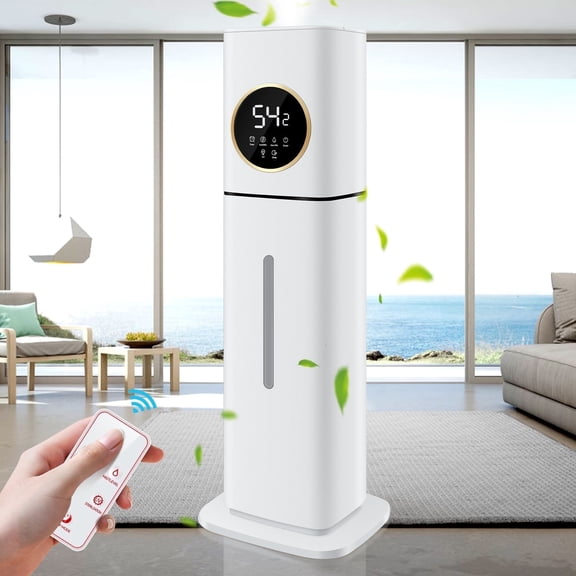 Humidifier For Large Rooms, 8L/2.11Gal Cool And Warm Mist Tower Top Fill Humidifiers, Floor Humidifiers For Baby,Pets,Plants,with Remote,Timer,Auto Shut Off,White