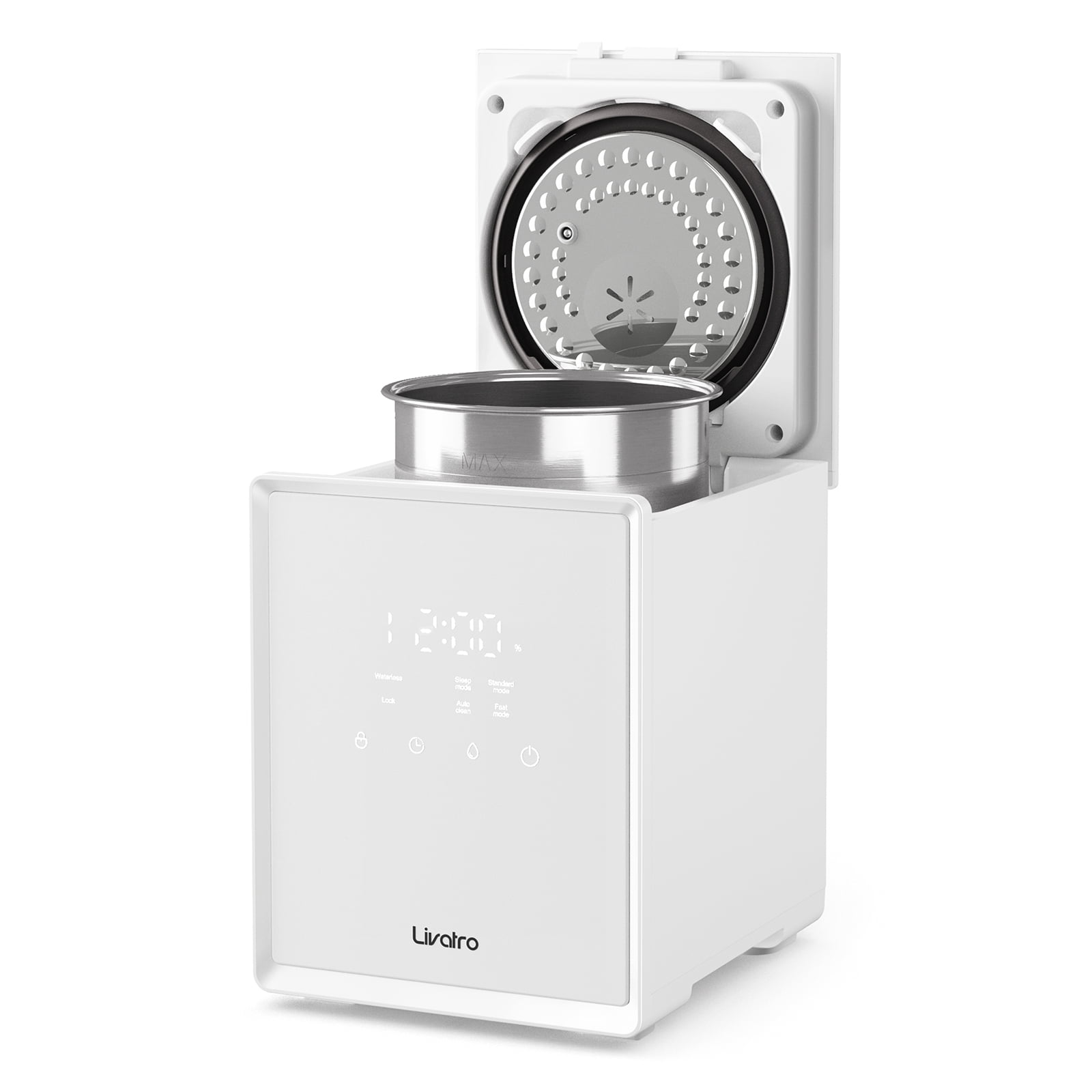 Livatro Warm Mist Humidifier, 3L Stainless Steel Humidifier, Easy Clean with Steam Warm Mist, Dishwasher Safe Humidifier for Bedroom, with Sleep Mode, Timer and Auto-off