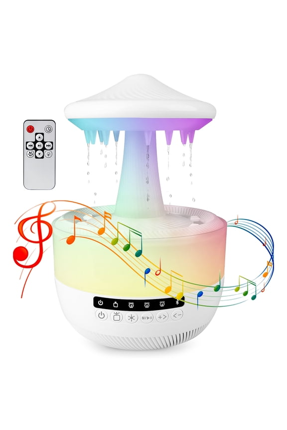 Humidifier for Bedroom,HopePow 12Hrs Cool Mist Top-Fill Ultrasonic Humidifiers with Night Light and Bluetooth Speaker Rain Cloud Humidifier Water Drip Diffuser Ultra Quiet Humidifier for Home,Room