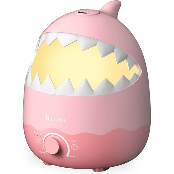 Humidifiers for Baby Bedroom, Cool Mist Humidifier for Kids Nursery, Air Humidifier with Essential Oil Diffuser and Night Light, Timer, BPA Free, 1.6L, Up to 40Hours, Shark, Ideal for baby